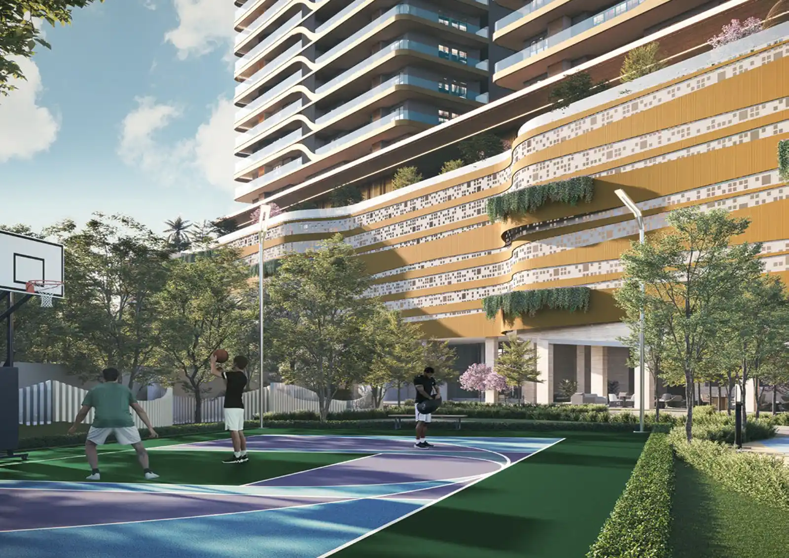 TREVOC Royal Residences basketball court and podium